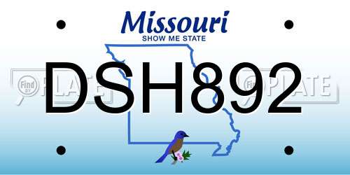DSH892 Missouri License Plate
