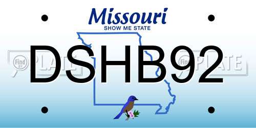 DSHB92 Missouri License Plate
