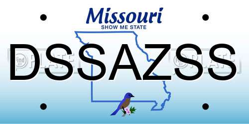DSSAZSS Missouri License Plate