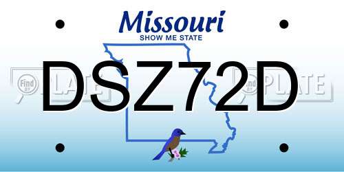 DSZ72D Missouri License Plate