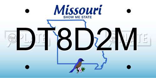 DT8D2M Missouri License Plate