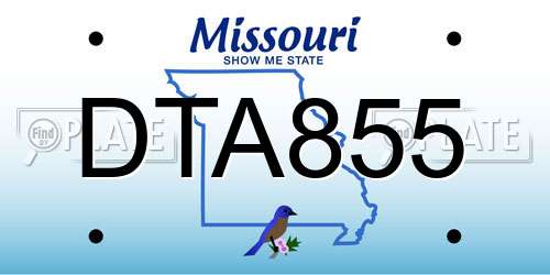 DTA855 Missouri License Plate