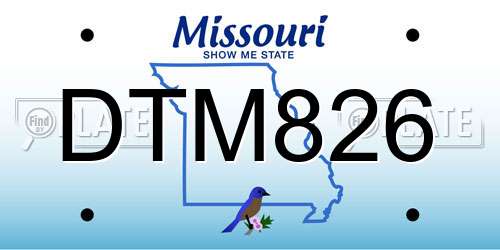 DTM826 Missouri License Plate