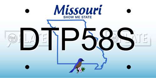 DTP58S Missouri License Plate