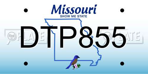 DTP855 Missouri License Plate