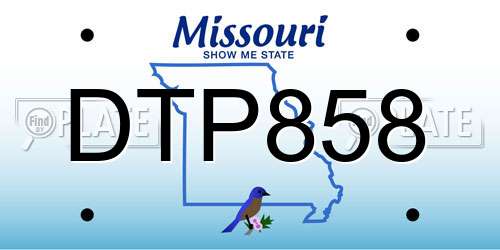 DTP858 Missouri License Plate