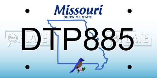 DTP885 Missouri License Plate