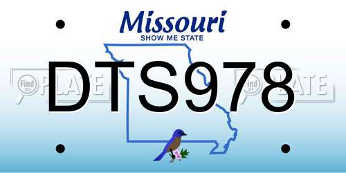 DTS978 Missouri License Plate
