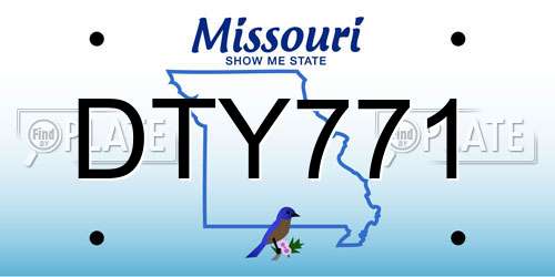 DTY771 Missouri License Plate