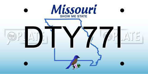 DTY77I Missouri License Plate