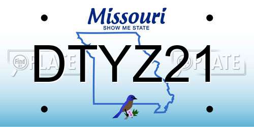 DTYZ21 Missouri License Plate