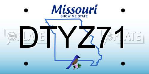 DTYZ71 Missouri License Plate