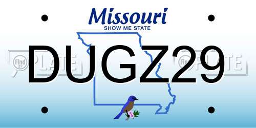 DUGZ29 Missouri License Plate