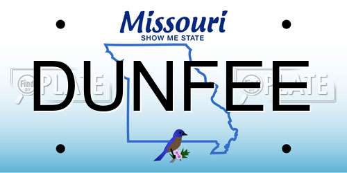 DUNFEE Missouri License Plate