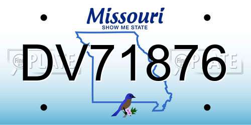DV71876 Missouri License Plate