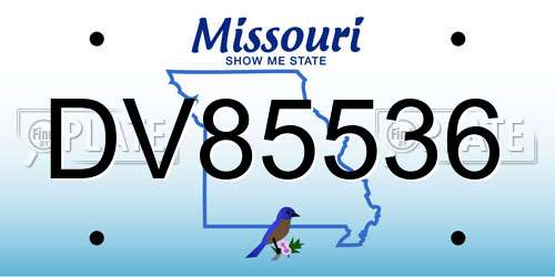 DV85536 Missouri License Plate