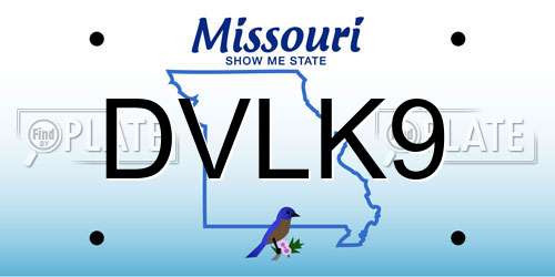 DVLK9 Missouri License Plate