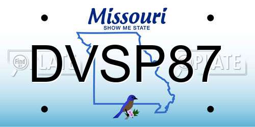 DVSP87 Missouri License Plate