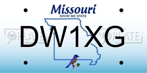DW1XG Missouri License Plate