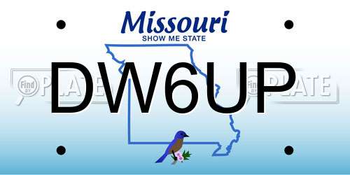 DW6UP Missouri License Plate