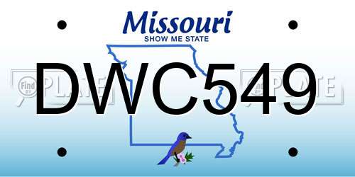 DWC549 Missouri License Plate