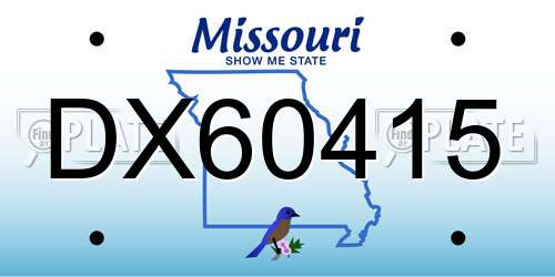 DX60415 Missouri License Plate