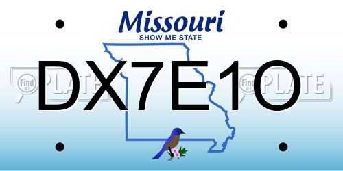 DX7E1O Missouri License Plate