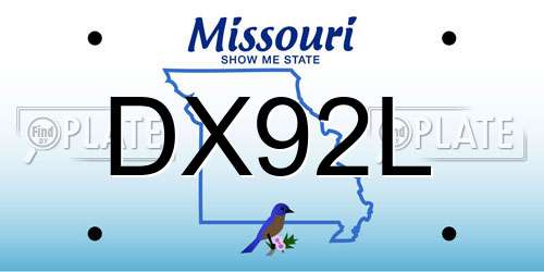 DX92L Missouri License Plate