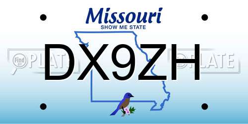 DX9ZH Missouri License Plate