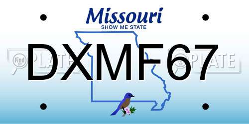 DXMF67 Missouri License Plate