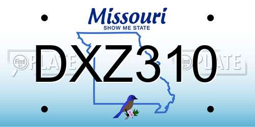 DXZ310 Missouri License Plate
