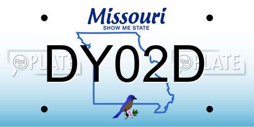 DY02D Missouri License Plate