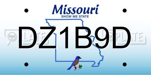DZ1B9D Missouri License Plate