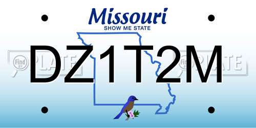 DZ1T2M Missouri License Plate