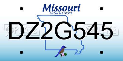 DZ2G545 Missouri License Plate