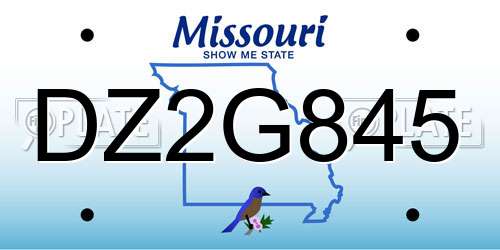 DZ2G845 Missouri License Plate