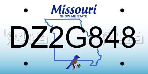 DZ2G848 Missouri License Plate