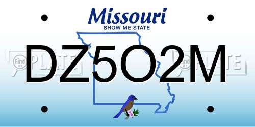DZ5O2M Missouri License Plate
