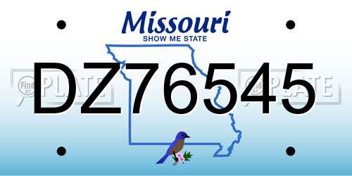 DZ76545 Missouri License Plate