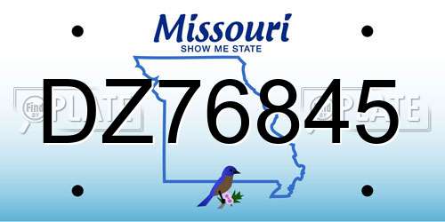 DZ76845 Missouri License Plate