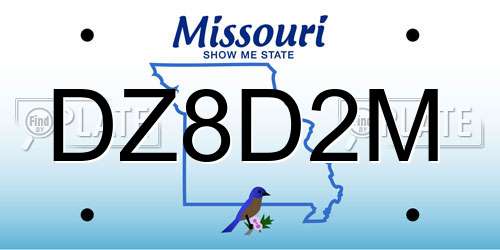 DZ8D2M Missouri License Plate