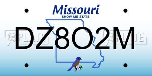 DZ8O2M Missouri License Plate