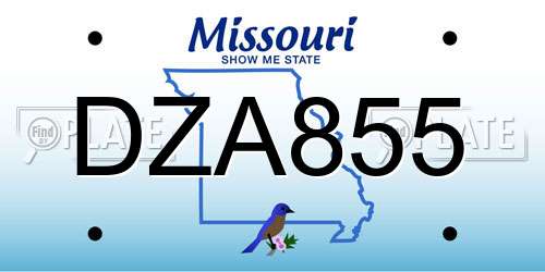 DZA855 Missouri License Plate