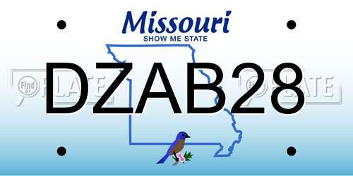 DZAB28 Missouri License Plate