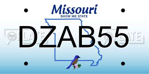 DZAB55 Missouri License Plate