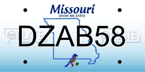 DZAB58 Missouri License Plate