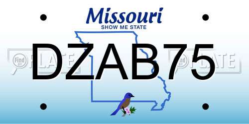 DZAB75 Missouri License Plate
