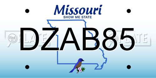 DZAB85 Missouri License Plate