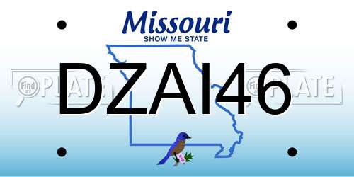DZAI46 Missouri License Plate