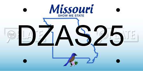 DZAS25 Missouri License Plate